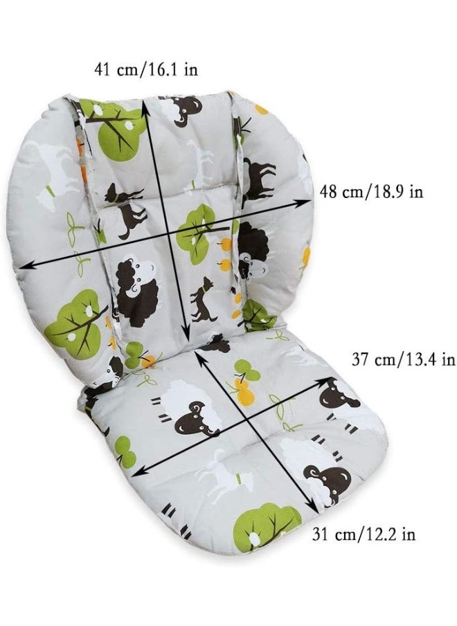 Twoworld High Chair Cushion, Large Thickening Baby High Chair Seat Cushion Liner Mat Pad Cover Breathable(Grey Sheep)