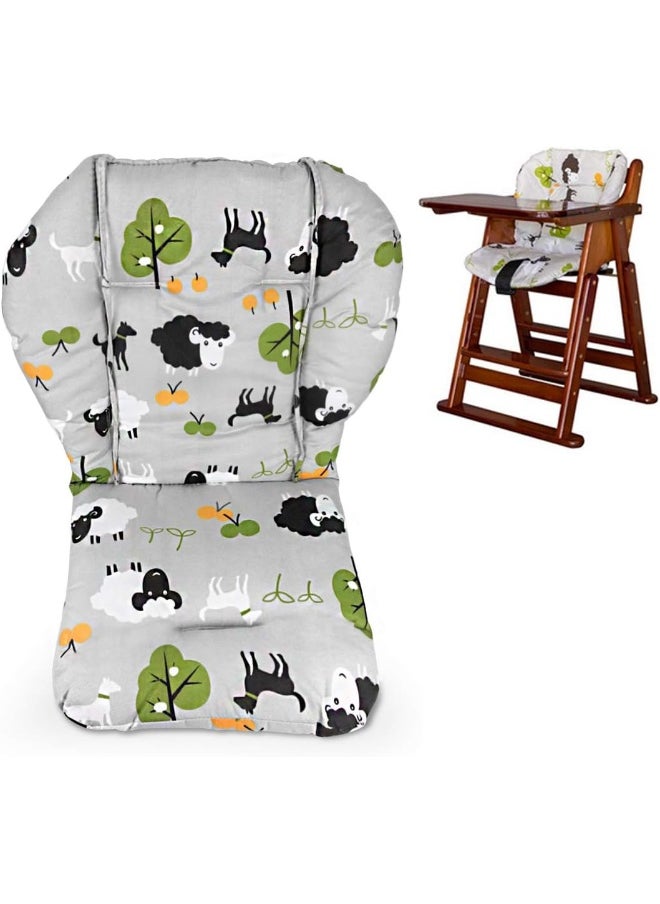 Twoworld High Chair Cushion, Large Thickening Baby High Chair Seat Cushion Liner Mat Pad Cover Breathable(Grey Sheep)