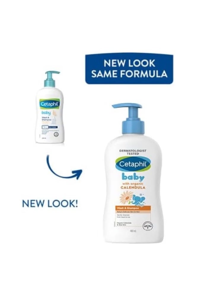 Pack Of 2 Cetaphil Baby Daily Lotion and Baby Wash and Shampoo with Natural Calendula - 400ml