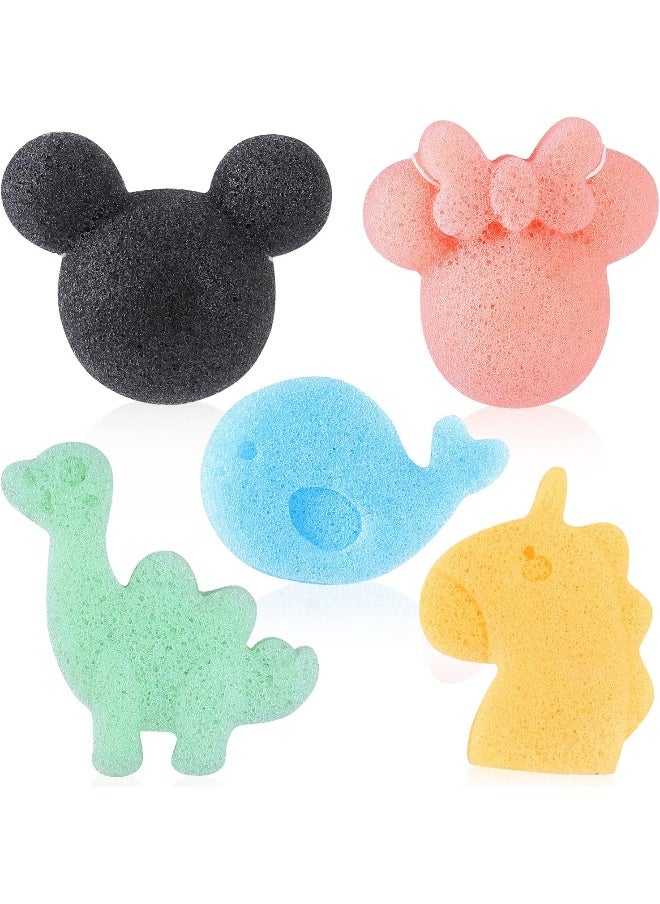 KECUCO Konjac Baby Bath Sponge for Bathing, Classic Shapes Natural Bath Sponges for Infants, Toddler, Newborns, Natural and Safe Plant-Based Konjac Baby Bath Accessories, 5PCS (Set-1)