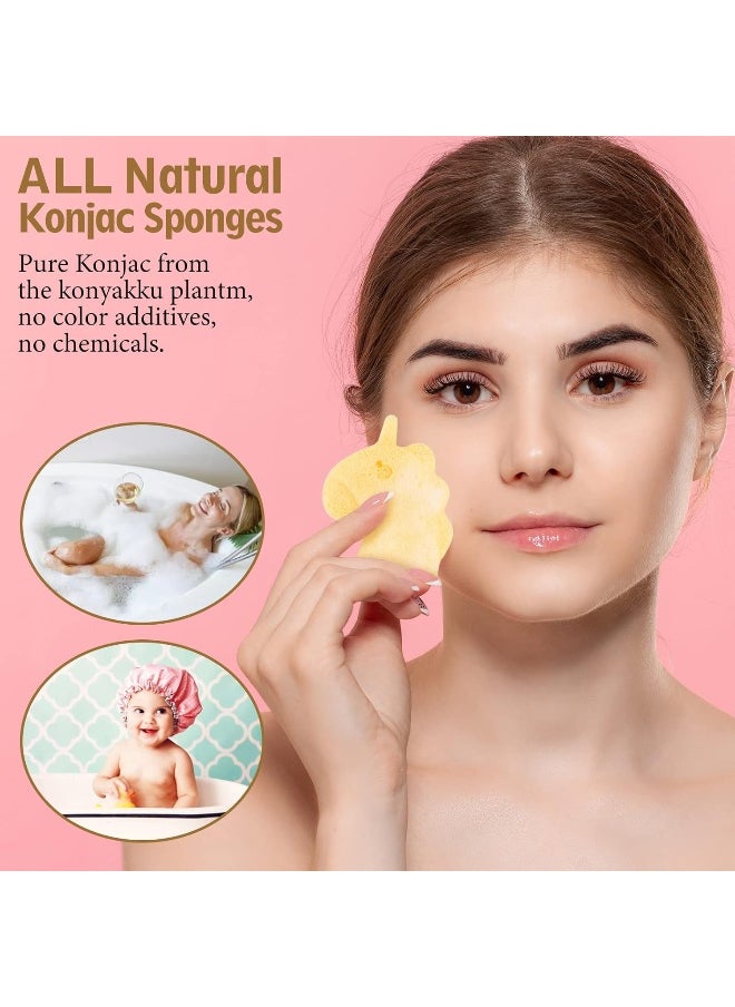 KECUCO Konjac Baby Bath Sponge for Bathing, Classic Shapes Natural Bath Sponges for Infants, Toddler, Newborns, Natural and Safe Plant-Based Konjac Baby Bath Accessories, 5PCS (Set-1)