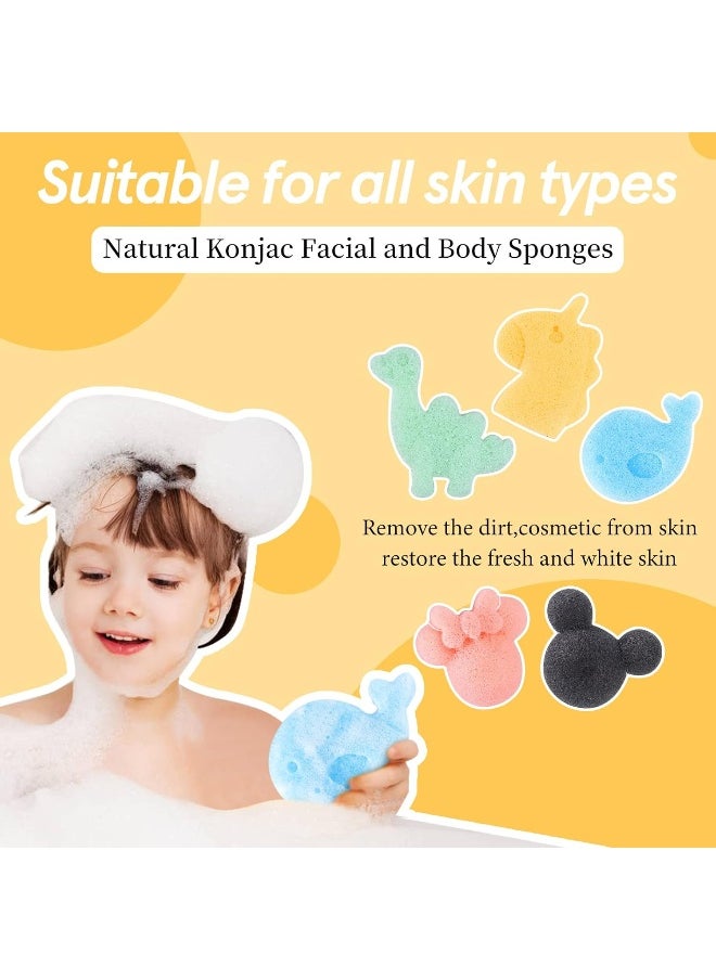 KECUCO Konjac Baby Bath Sponge for Bathing, Classic Shapes Natural Bath Sponges for Infants, Toddler, Newborns, Natural and Safe Plant-Based Konjac Baby Bath Accessories, 5PCS (Set-1)