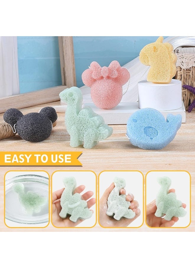 KECUCO Konjac Baby Bath Sponge for Bathing, Classic Shapes Natural Bath Sponges for Infants, Toddler, Newborns, Natural and Safe Plant-Based Konjac Baby Bath Accessories, 5PCS (Set-1)