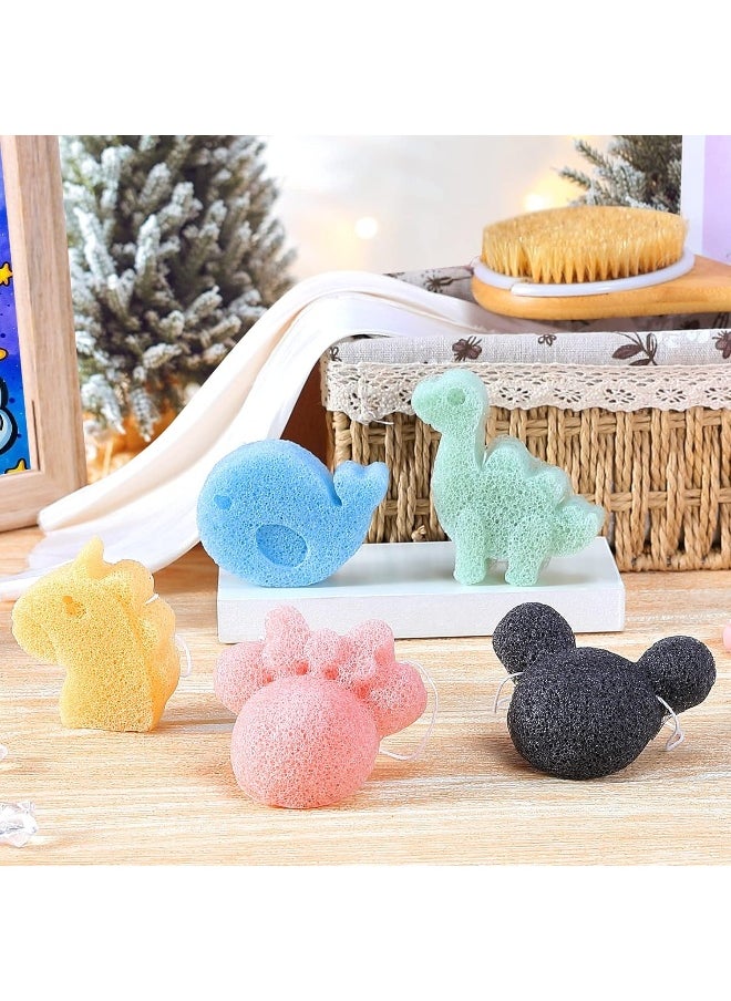 KECUCO Konjac Baby Bath Sponge for Bathing, Classic Shapes Natural Bath Sponges for Infants, Toddler, Newborns, Natural and Safe Plant-Based Konjac Baby Bath Accessories, 5PCS (Set-1)