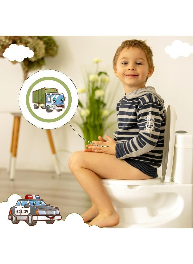 Geyee 24 Pcs Potty Training Stickers Potty You Pee on Toilet Reveal Stickers Chart Reusable Pee Decals Color Changing Seat Toilet Targets for Boys Girls Kids Training Use(Vehicle)
