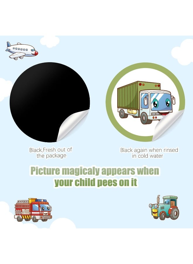 Geyee 24 Pcs Potty Training Stickers Potty You Pee on Toilet Reveal Stickers Chart Reusable Pee Decals Color Changing Seat Toilet Targets for Boys Girls Kids Training Use(Vehicle)