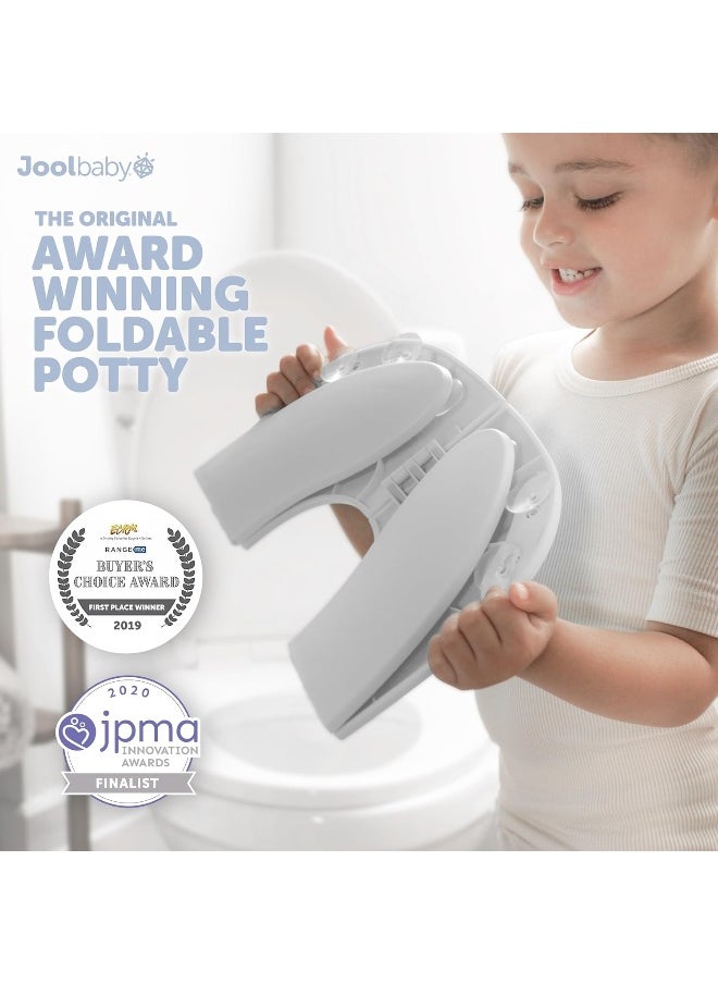 Jool Baby Folding Travel Potty Training Seat for Toddlers, Fits Round & Oval Toilets, Non-Slip Suction Cups, Includes Free Travel Bag (Gray)