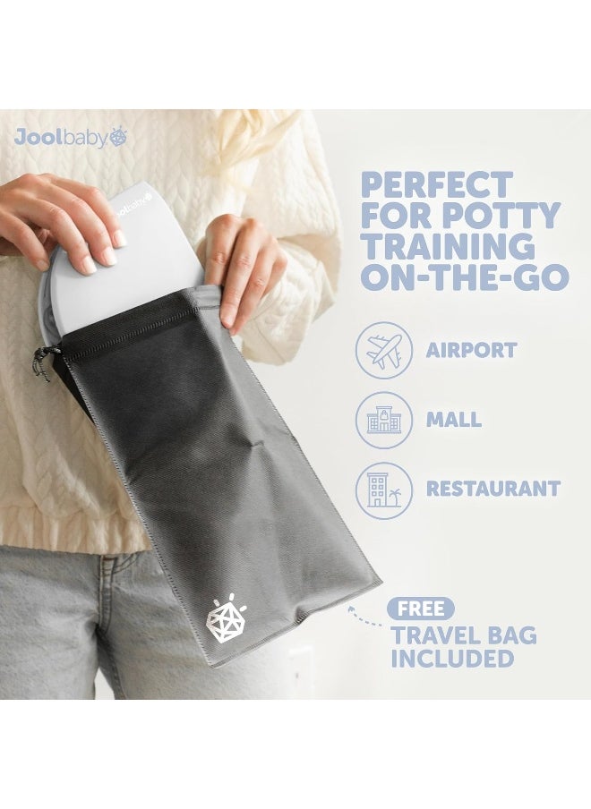 Jool Baby Folding Travel Potty Training Seat for Toddlers, Fits Round & Oval Toilets, Non-Slip Suction Cups, Includes Free Travel Bag (Gray)