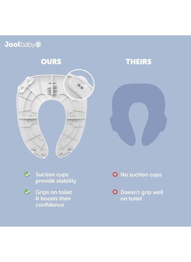 Jool Baby Folding Travel Potty Training Seat for Toddlers, Fits Round & Oval Toilets, Non-Slip Suction Cups, Includes Free Travel Bag (Gray)