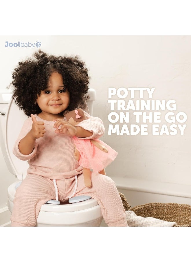 Jool Baby Folding Travel Potty Training Seat for Toddlers, Fits Round & Oval Toilets, Non-Slip Suction Cups, Includes Free Travel Bag (Gray)