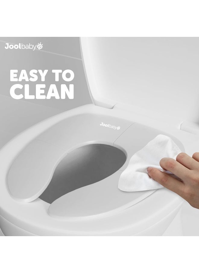 Jool Baby Folding Travel Potty Training Seat for Toddlers, Fits Round & Oval Toilets, Non-Slip Suction Cups, Includes Free Travel Bag (Gray)