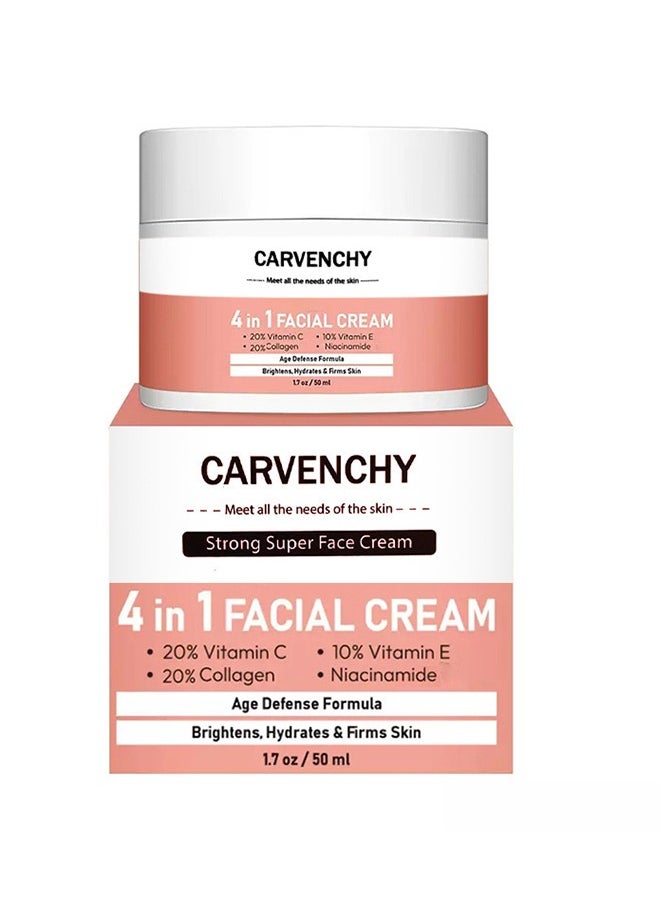 4 in 1 Facial Cream 50ml,High Moisturizing Strong Super Face Cream, Age Defense Formula Brightens, Hydrales & Firms Skin