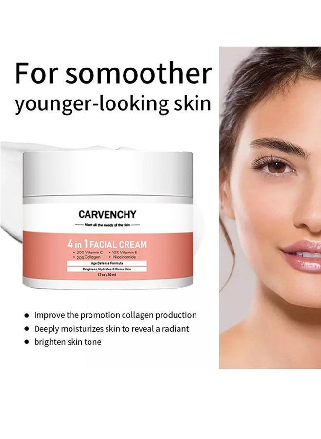 4 in 1 Facial Cream 50ml,High Moisturizing Strong Super Face Cream, Age Defense Formula Brightens, Hydrales & Firms Skin