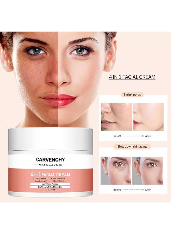 4 in 1 Facial Cream 50ml,High Moisturizing Strong Super Face Cream, Age Defense Formula Brightens, Hydrales & Firms Skin