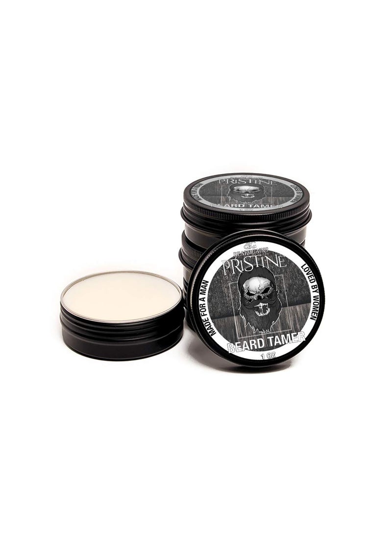 Beard Gains Pristine Scented Color Tinted Beard Tamer Wax for Men, Shape, Style & Groom Facial Hairs with Organic Balm Leave In Conditioner, Control Wild Whisker Hairs - Choose Your Hair Color (White)