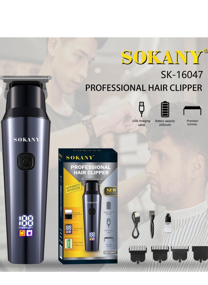SOKANY Home Hair Clipper With Digital Display Electric Push, Hair Salon Specific Oil Head Shaving Electric Push, USB Charging, Model SK-16047