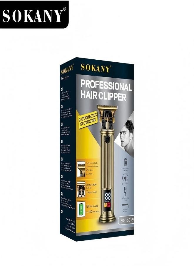 SOKANY Hair Clipper, Household Multifunctional Charging Digital Electric Push Clipper, Universal Hair Clipper For Adults And Children, Gold Color, Model SK-16019
