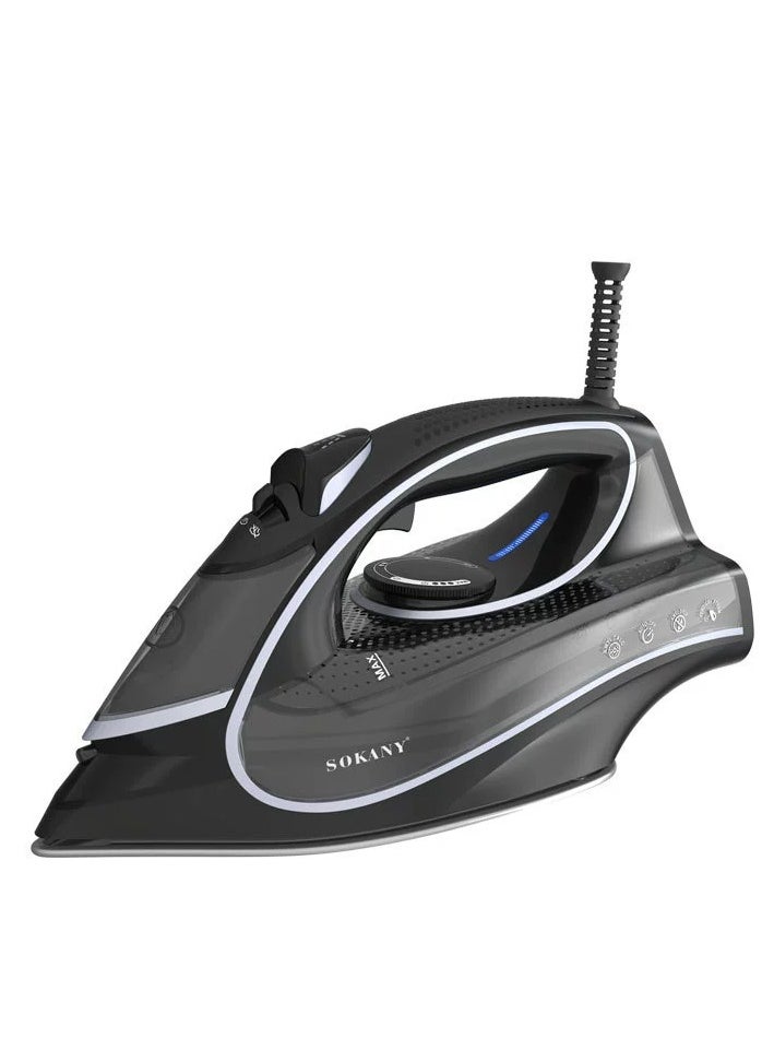 SOKANY Electric Iron, Household Steam Iron Spray Electric Iron Ironing Machine, Black 2600 Watts, Model SK-YD-2126 Plug: European Standard