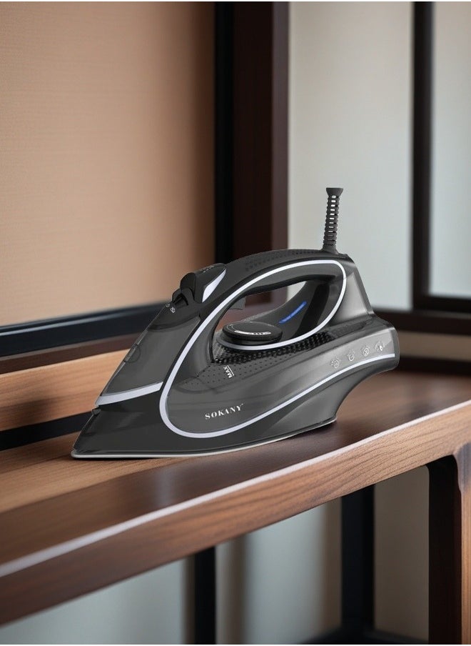 SOKANY Electric Iron, Household Steam Iron Spray Electric Iron Ironing Machine, Black 2600 Watts, Model SK-YD-2126 Plug: European Standard