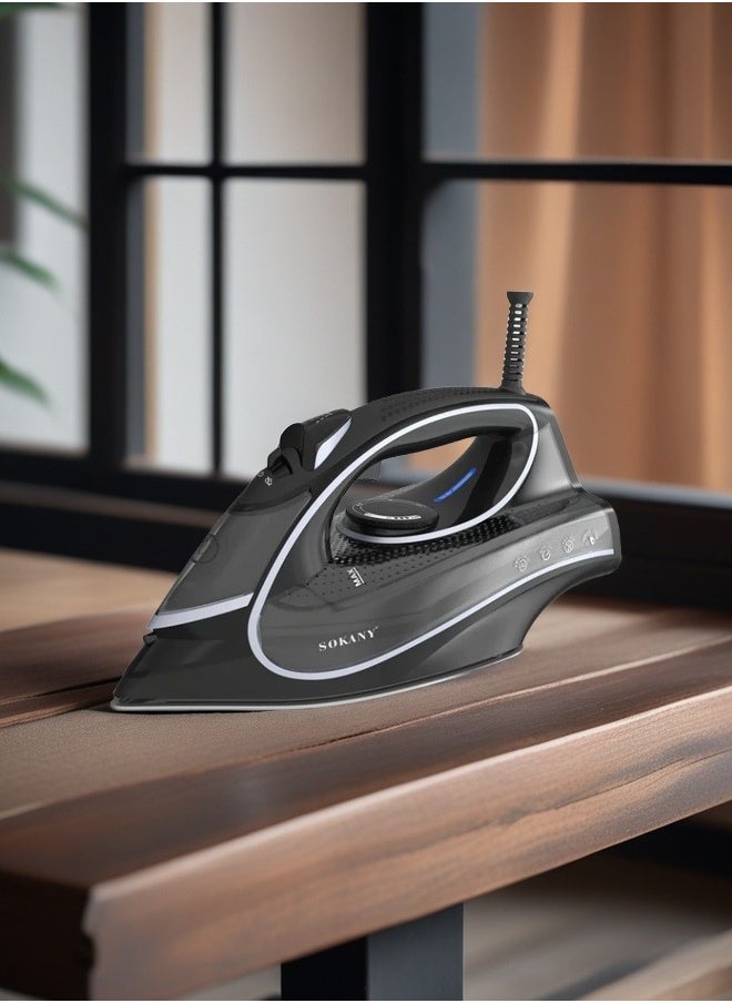 SOKANY Electric Iron, Household Steam Iron Spray Electric Iron Ironing Machine, Black 2600 Watts, Model SK-YD-2126 Plug: European Standard