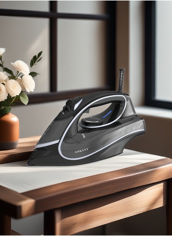 SOKANY Electric Iron, Household Steam Iron Spray Electric Iron Ironing Machine, Black 2600 Watts, Model SK-YD-2126 Plug: European Standard