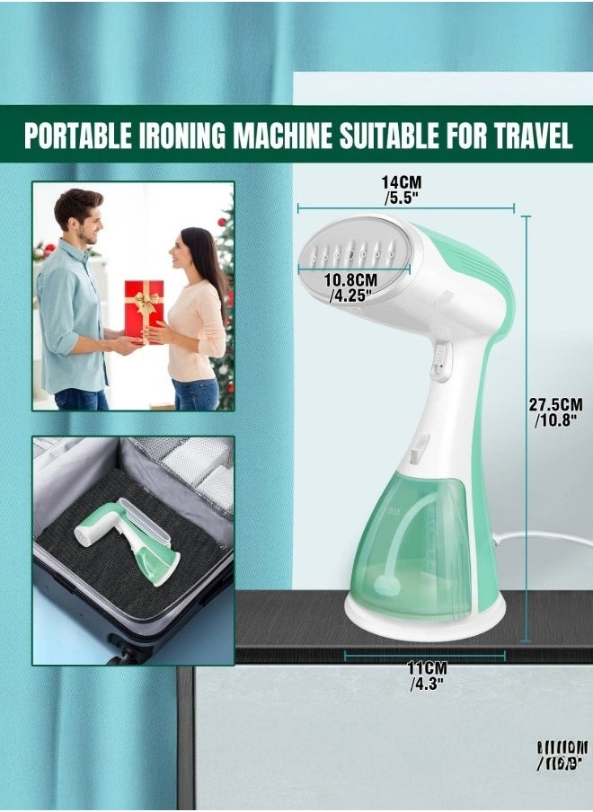 Handheld Clothes Steamer, Portable Garment Steamer Clothing for Home Office Travel, 30s Fast Heat-up 1500W Powerful steam Iron with 300ML Large Water Tank, Mini Compact Fabric Wrinkle Remover