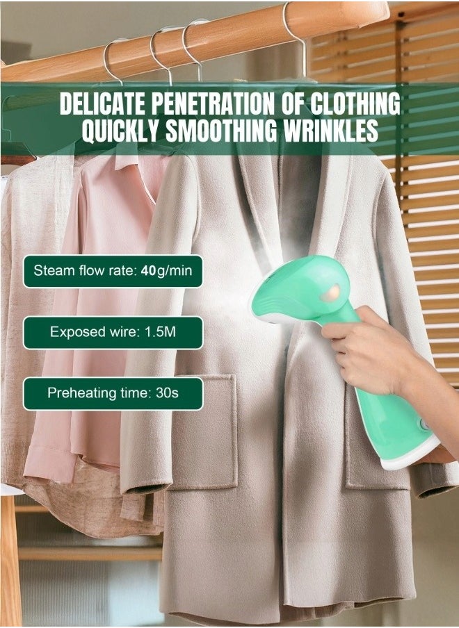 Handheld Clothes Steamer, Portable Garment Steamer Clothing for Home Office Travel, 30s Fast Heat-up 1500W Powerful steam Iron with 300ML Large Water Tank, Mini Compact Fabric Wrinkle Remover