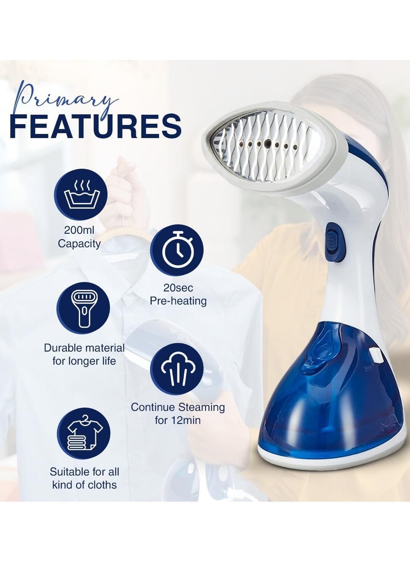 Portable Clothes Steamer, Portable Steamer for Home, Office and Travel, 1100W Handheld Steamer, 25-Second Fast Heat-up, Fabric Wrinkle Remover, 200ml Water Tank