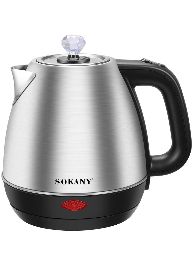 SOKANY Household Portable Electric Kettle, Office Simple Small Multifunctional Electric Kettle, Silver 1500 Watt 1.7-Liter - Plug: European Standard