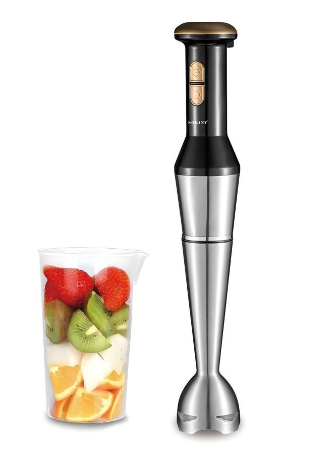Stainless Steel Hand-Held Mixer Is Convenient For Mixing All Kinds Of Fruits And Vegetables. Simple Double Button Design Makes The Mixing Cup Intuitive And Easy To Operate. Plug: European Standard