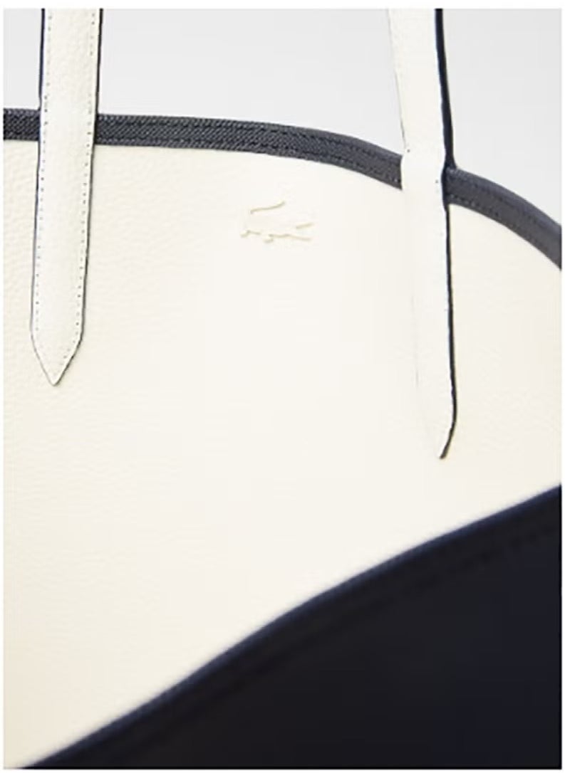 Anna's navy - and - white reversible tote bag