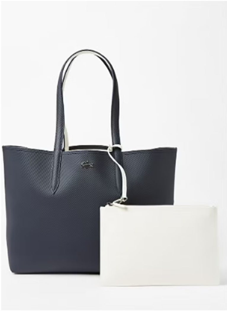 Anna's navy - and - white reversible tote bag
