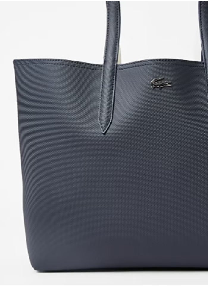 Anna's navy - and - white reversible tote bag