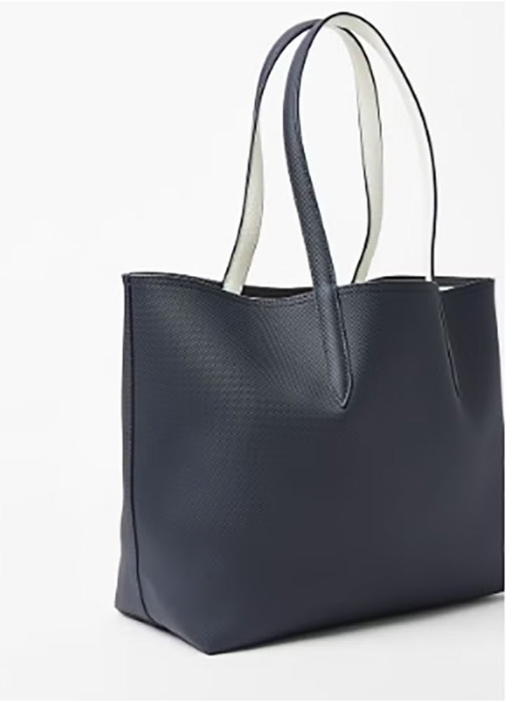 Anna's navy - and - white reversible tote bag