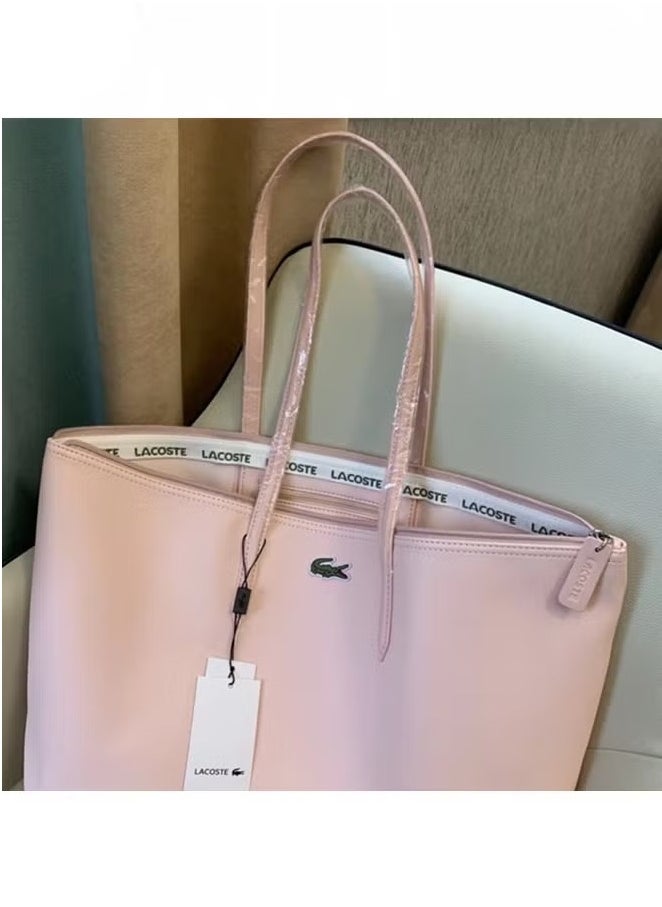 Women's Concept Fashion Versatile Large Capacity Zipper Handbag Tote Bag Shoulder Bag Large Size pink