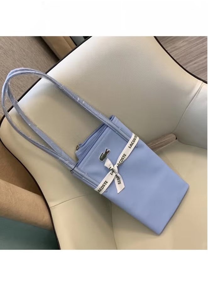 Lacoste Women's Concept Fashion Versatile Small Zipper Handbag Shoulder Bag Aqua Blue