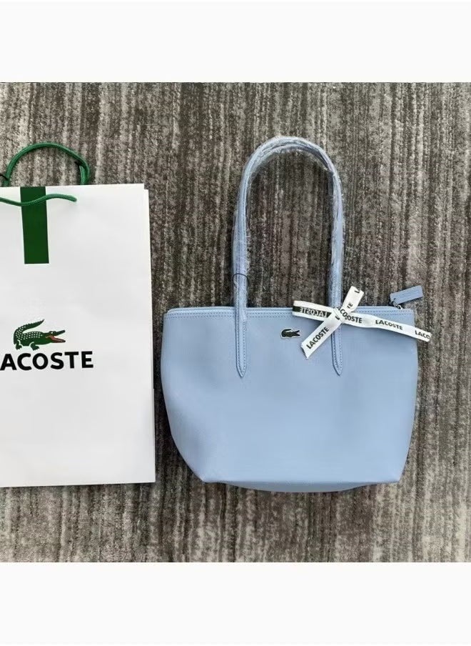 Lacoste Women's Concept Fashion Versatile Small Zipper Handbag Shoulder Bag Aqua Blue