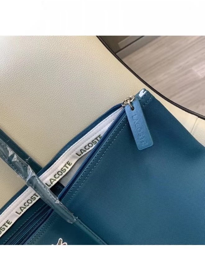Lacoste Women's Concept Fashion Versatile Small Zipper Handbag Shoulder Bag peacock blue
