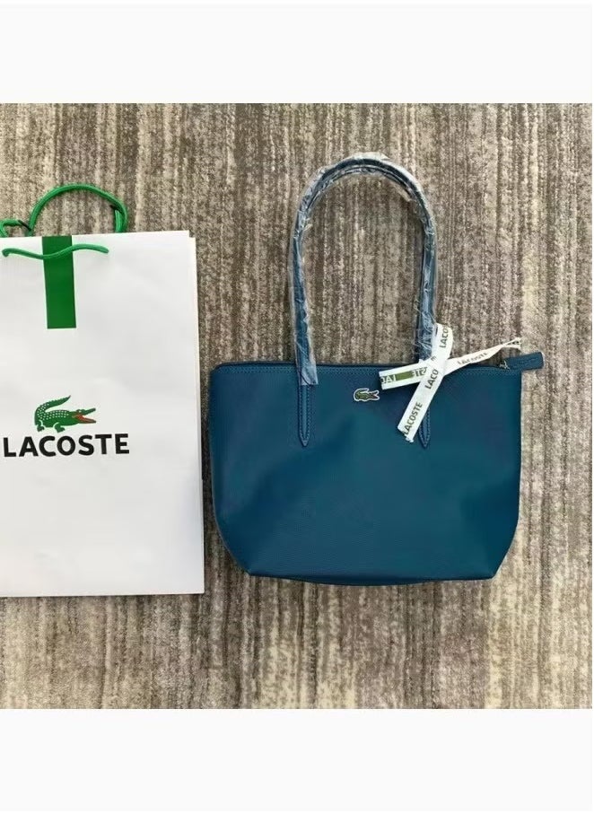 Lacoste Women's Concept Fashion Versatile Small Zipper Handbag Shoulder Bag peacock blue