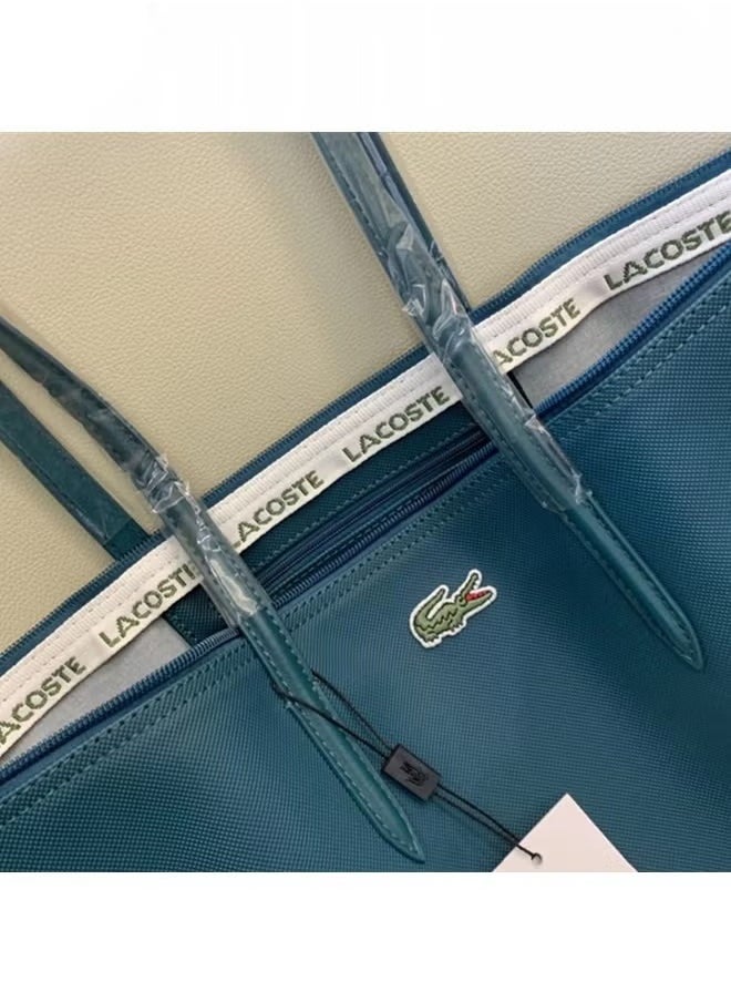 Lacoste Women's Concept Fashion Versatile Small Zipper Handbag Shoulder Bag peacock blue