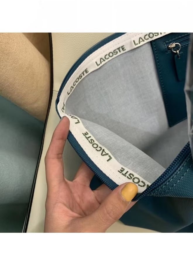 Lacoste Women's Concept Fashion Versatile Small Zipper Handbag Shoulder Bag peacock blue