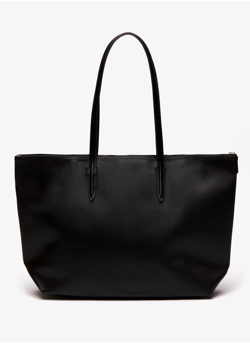 Lacoste Women's L12.12 Concept Fashion Versatile Large Capacity Large Size Zipper Handheld Shoulder Bag Tote Bag Large Black 45cm * 30cm * 12cm