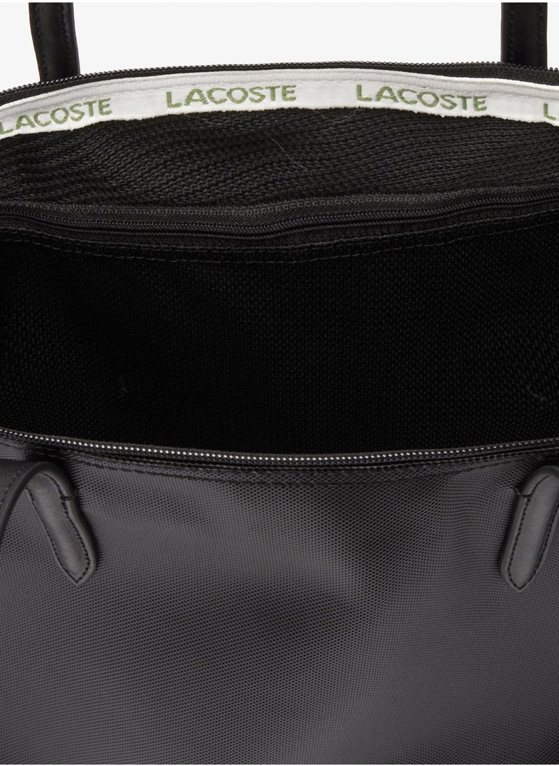 Lacoste Women's L12.12 Concept Fashion Versatile Large Capacity Large Size Zipper Handheld Shoulder Bag Tote Bag Large Black 45cm * 30cm * 12cm