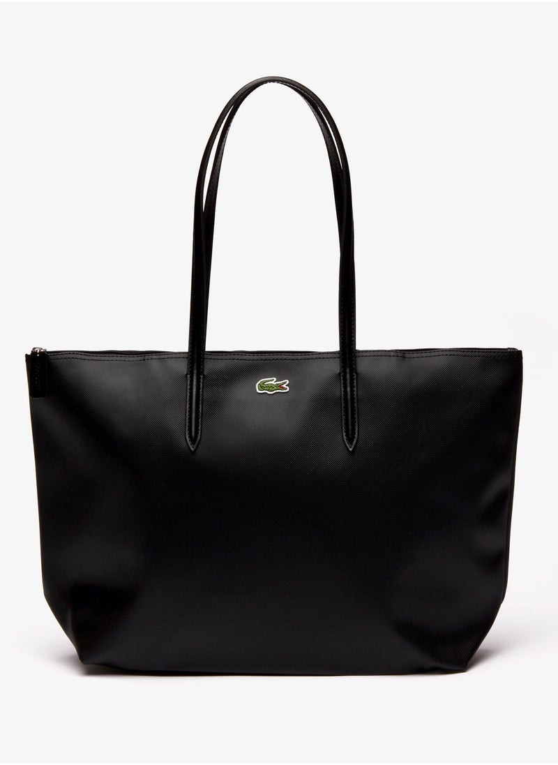 Lacoste Women's L12.12 Concept Fashion Versatile Large Capacity Large Size Zipper Handheld Shoulder Bag Tote Bag Large Black 45cm * 30cm * 12cm