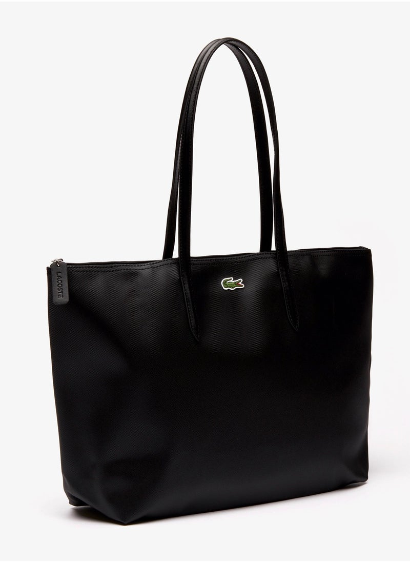 Lacoste Women's L12.12 Concept Fashion Versatile Large Capacity Large Size Zipper Handheld Shoulder Bag Tote Bag Large Black 45cm * 30cm * 12cm