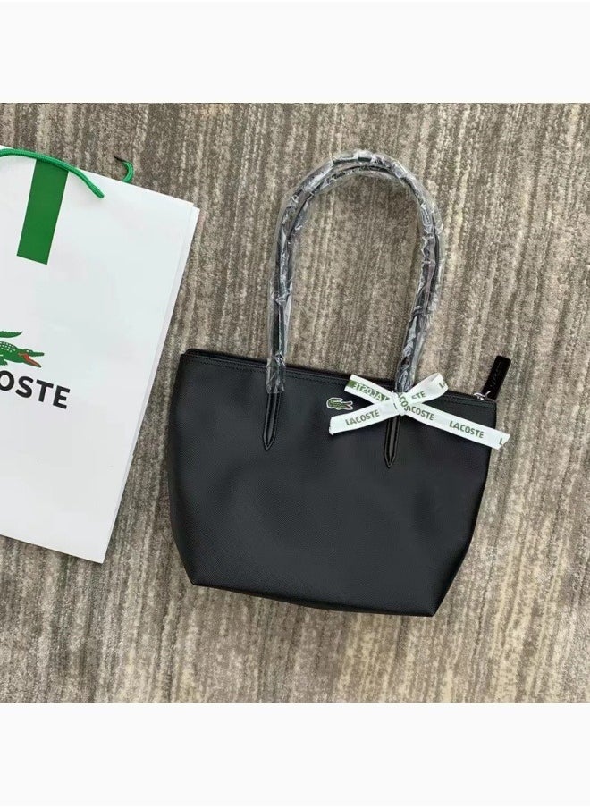 Lacoste Women's Concept Fashion Versatile Small Zipper Handbag Shoulder Bag black