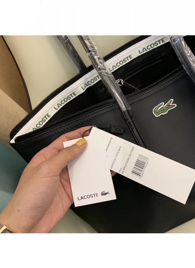 Lacoste Women's Concept Fashion Versatile Small Zipper Handbag Shoulder Bag black
