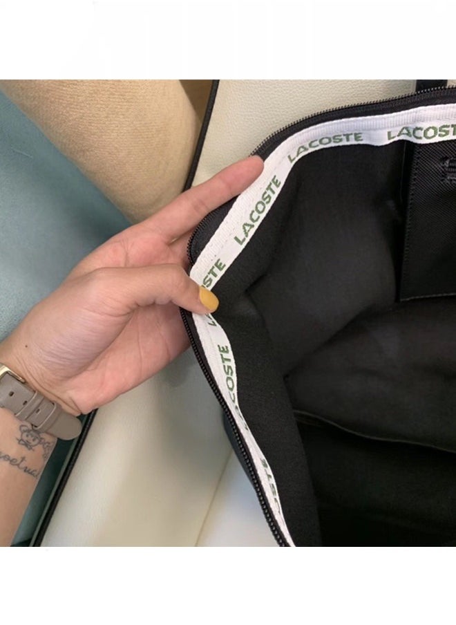 Lacoste Women's Concept Fashion Versatile Small Zipper Handbag Shoulder Bag black