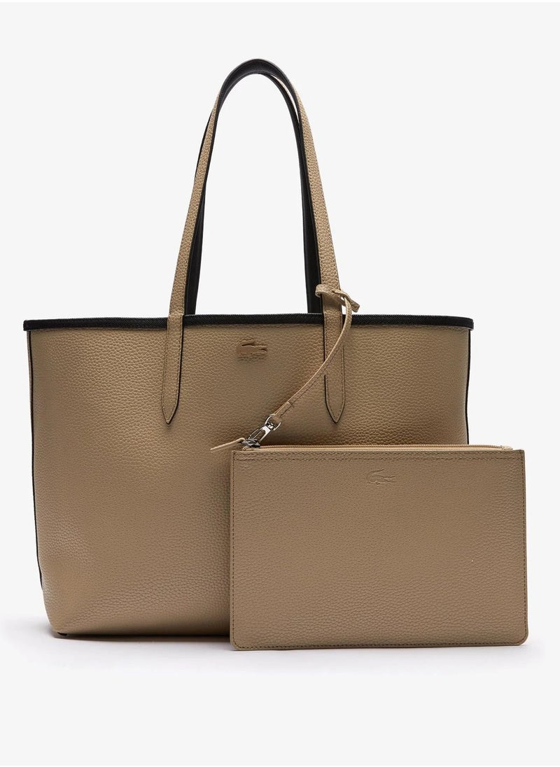 Lacoste Women's Double sided Two tone Large Capacity Handbag, Fashionable Multi functional, Black/Brown