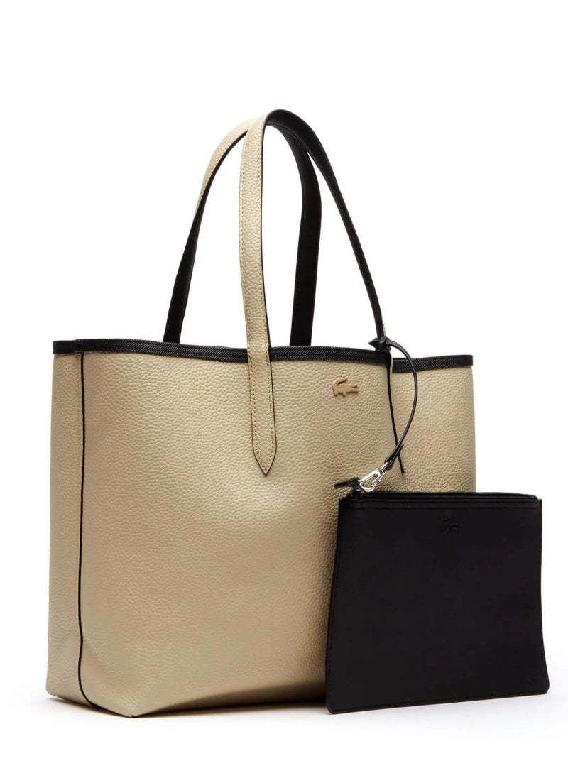 Lacoste Women's Double sided Two tone Large Capacity Handbag, Fashionable Multi functional, Black/Brown